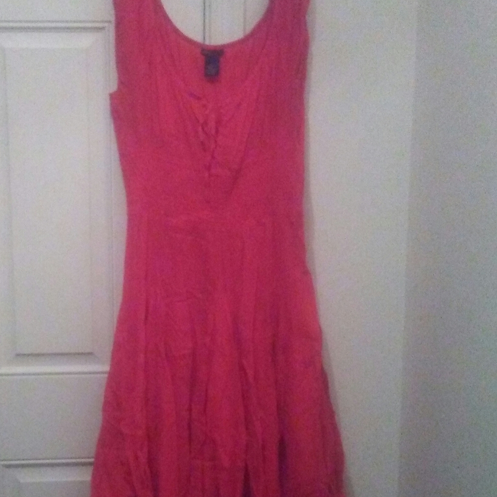 Red flowing dress